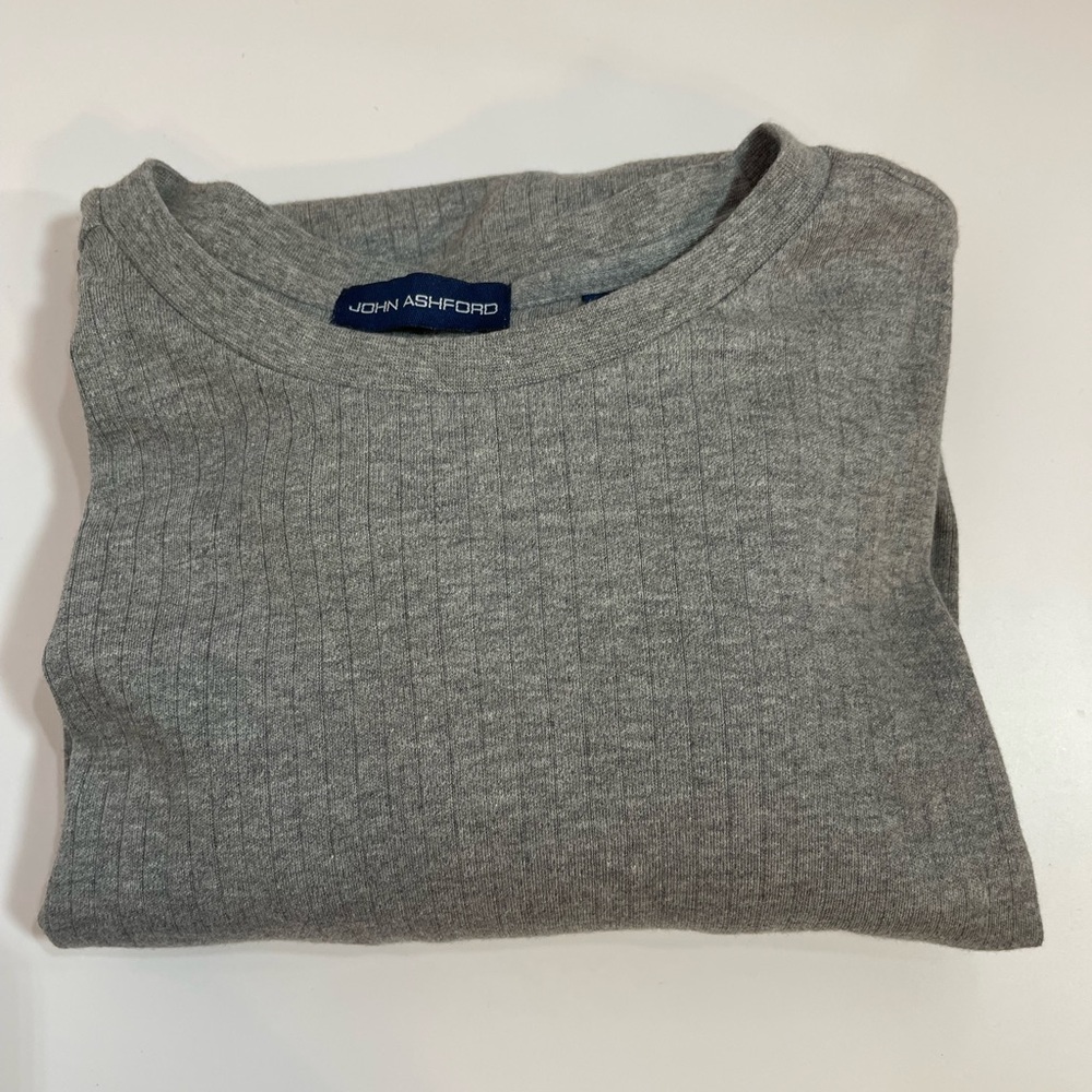 John Ashford Sweater Pullover L Tall Men Grey Cotton LS New W/O Tag